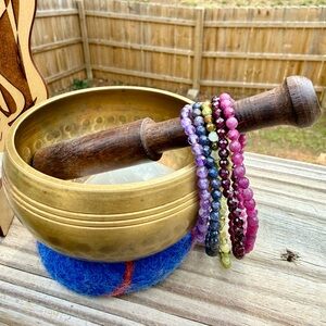 Genuine Faceted Rainbow Gemstones Minimalist Bracelet Stack Set